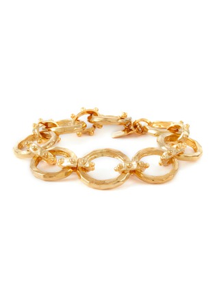Main View - Click To Enlarge - KENNETH JAY LANE - Gold Toned Metal Hammered Circle Chain Bracelet