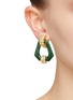 Figure View - Click To Enlarge - KENNETH JAY LANE - Gold Plated Metal Jade Crystal Door Knocker Clip Earrings