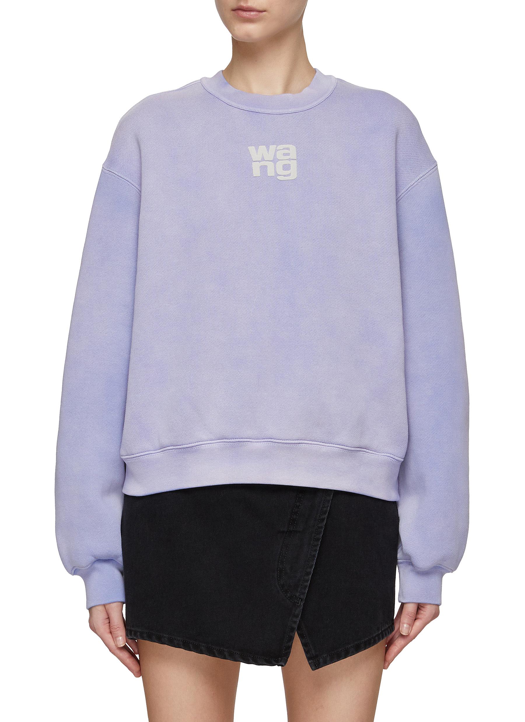Alexander Wang T Alexanderwang.t Essential Terry Crew Sweatshirt With Puff Paint Logo In Purple