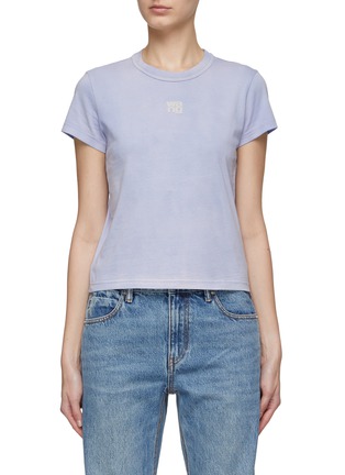 Main View - Click To Enlarge - T BY ALEXANDER WANG - BOUND NECK PUFF NECK ESSENTIAL JERSEY SHRUNK T-SHIRT