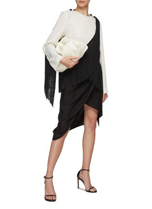 Figure View - Click To Enlarge - EENK - Contrast Fringe Knit Top