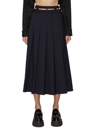Main View - Click To Enlarge - EENK - Double Belt Pleated Maxi Skirt