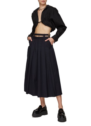 Figure View - Click To Enlarge - EENK - Double Belt Pleated Maxi Skirt