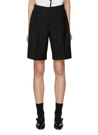 Main View - Click To Enlarge - DUNST - Pleated High Waist Bermuda Shorts