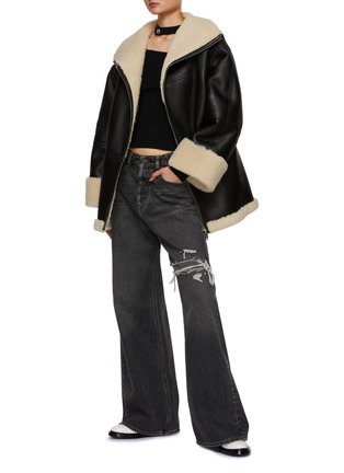 Figure View - Click To Enlarge - TOTEME - Signature High Collar Front Zip Shearling Jacket