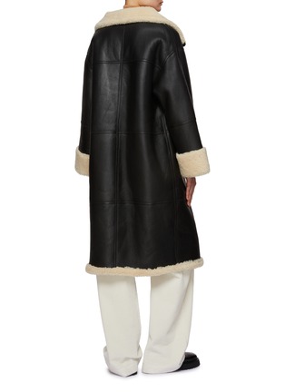 Back View - Click To Enlarge - TOTEME - Shearling High Neck Long Zip Up Coat
