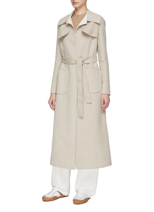 Detail View - Click To Enlarge - INNIU - LONG SLEEVE BELTED LORO PIANA WOOL COAT