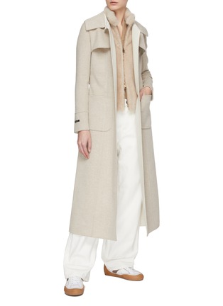 Figure View - Click To Enlarge - INNIU - LONG SLEEVE BELTED LORO PIANA WOOL COAT