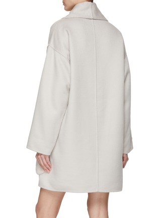 Back View - Click To Enlarge - INNIU - LONG SLEEVE OPEN FRONT TWO POCKETS MINK COAT
