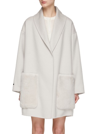 Main View - Click To Enlarge - INNIU - LONG SLEEVE OPEN FRONT TWO POCKETS MINK COAT