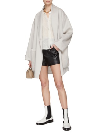 Figure View - Click To Enlarge - INNIU - LONG SLEEVE OPEN FRONT TWO POCKETS MINK COAT