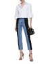 Figure View - Click To Enlarge - E.L.V. DENIM - High Rise Contrast Straight Leg Denim Jeans