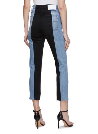 Back View - Click To Enlarge - E.L.V. DENIM - High Rise Contrast Straight Leg Denim Jeans