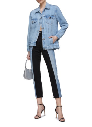 Figure View - Click To Enlarge - E.L.V. DENIM - High Rise Contrast Straight Leg Denim Jeans