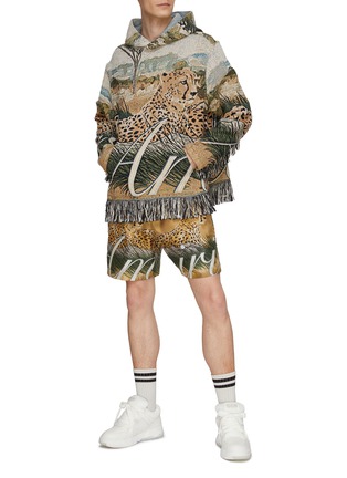 Figure View - Click To Enlarge - AMIRI - Cheetah Tapestry Fringed Hem Hoodie