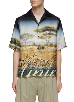 Main View - Click To Enlarge - AMIRI - Cheetah Print Silk Bowling Shirt