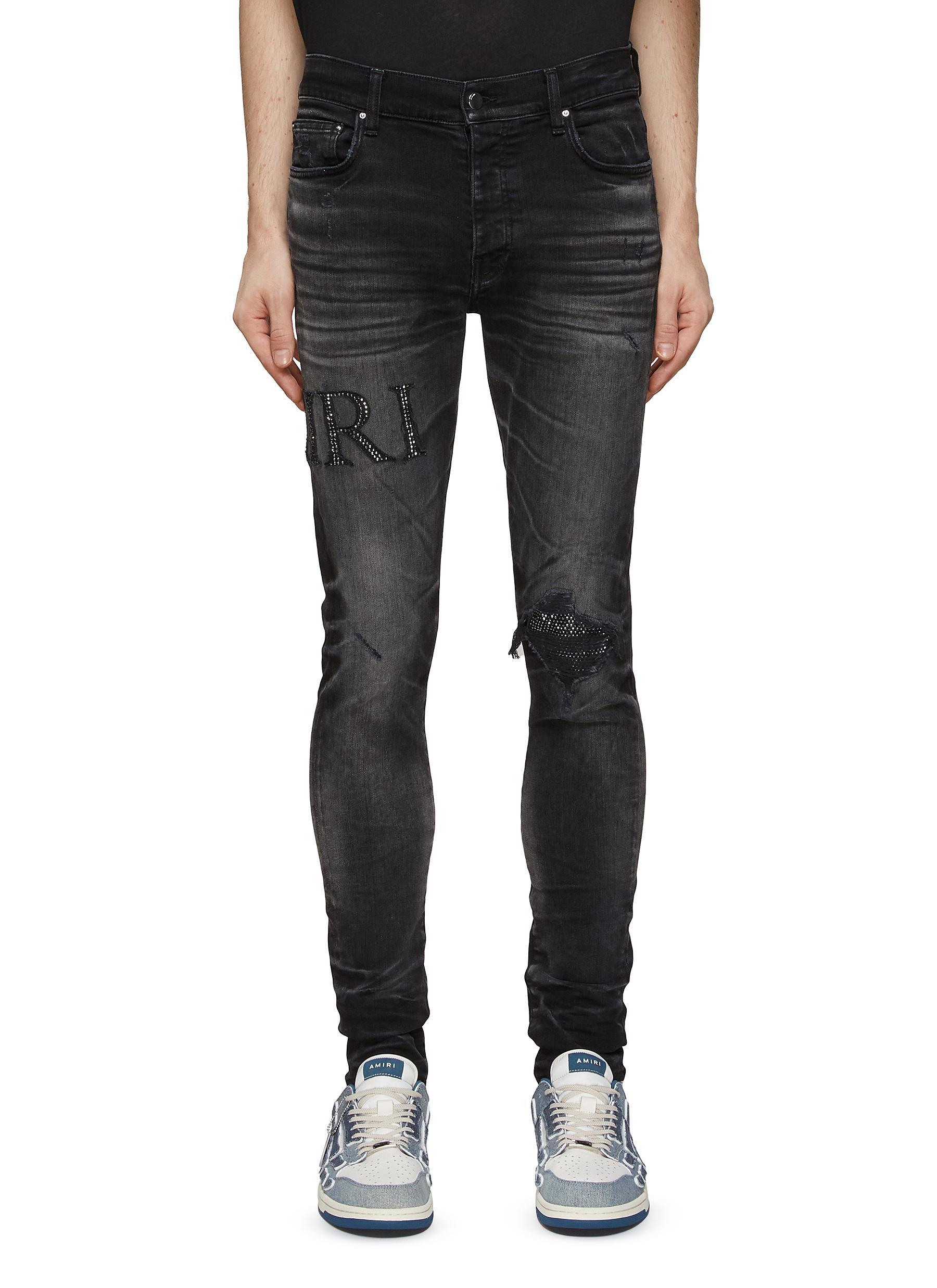 AMIRI, Rhinestone Embellished Logo Skinny Jeans, Men