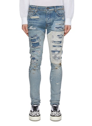 Main View - Click To Enlarge - AMIRI - Distressed Patchwork Skinny Jeans