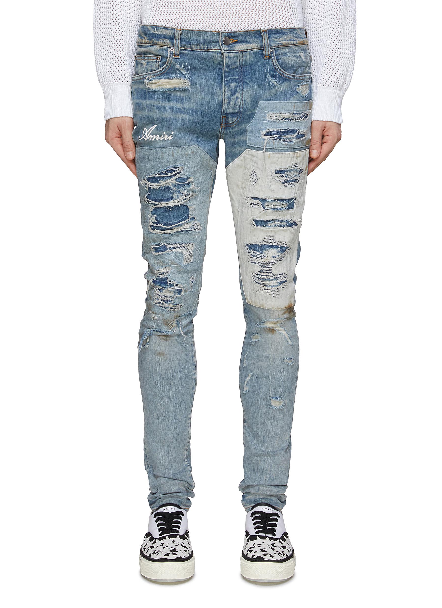AMIRI Distressed Bandana Slim-Fit Jeans Black Men's - SS21 - US