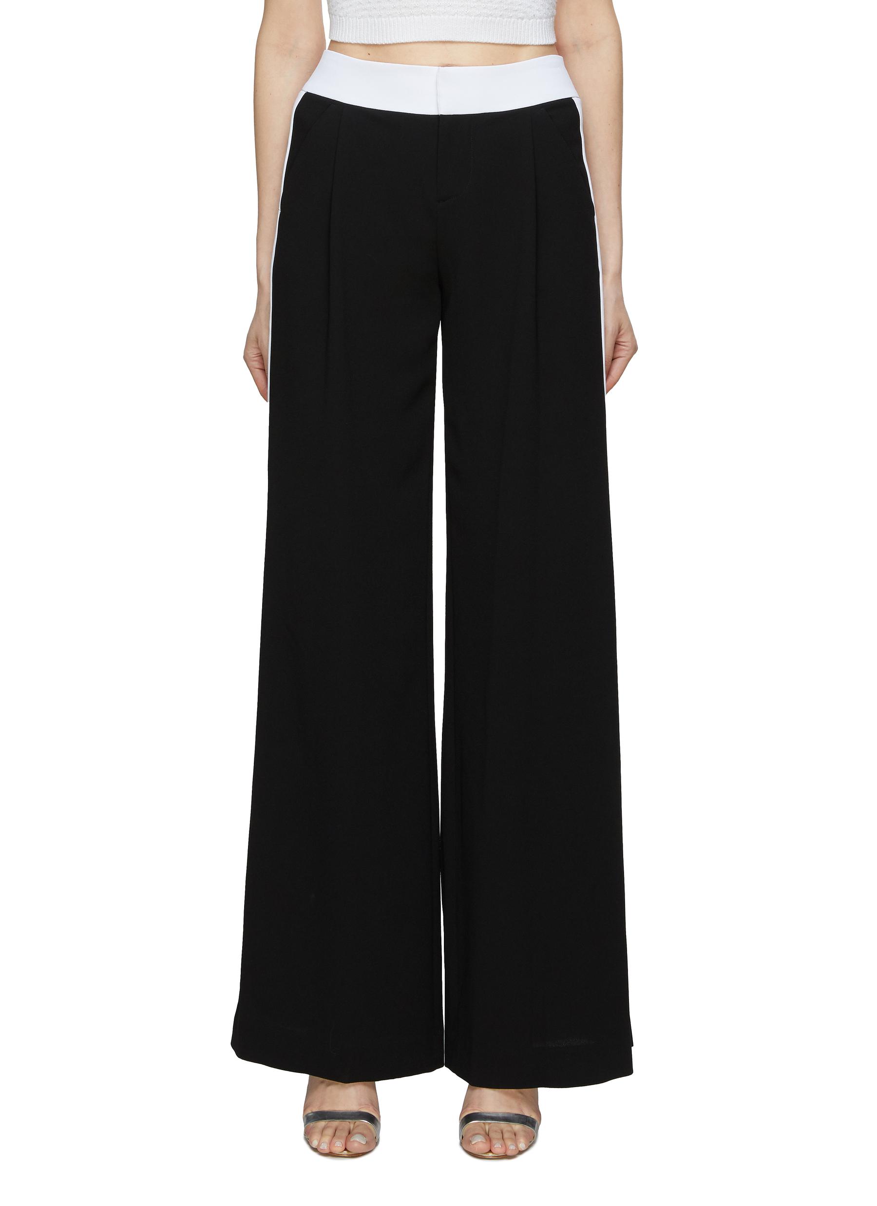 ALICE AND OLIVIA ‘ERIC' CONTRAST SIDE STRIPE WIDE LEG PANTS