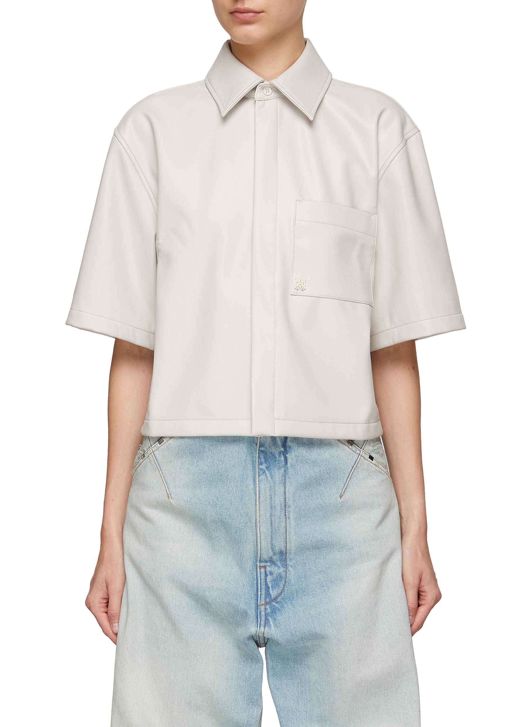 Amiri Oversize Faux Leather Button-up Shirt In Neutral