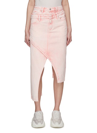 Main View - Click To Enlarge - FENG CHEN WANG - Double Waist Asymmetric Hem Denim Skirt