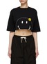 Main View - Click To Enlarge - JOSHUA’S - Smily Face Motif Crewneck Cropped Cotton T-Shirt