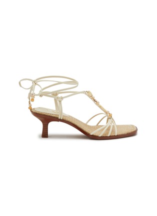 Main View - Click To Enlarge - SAM EDELMAN - ‘Dacie’ 60 Ankle Strap Bead Embellished Leather Heeled Sandals