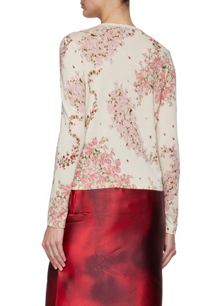 Back View - Click To Enlarge - GIAMBATTISTA VALLI - Floral Intarsia Cashmere Silk Knit Cardigan