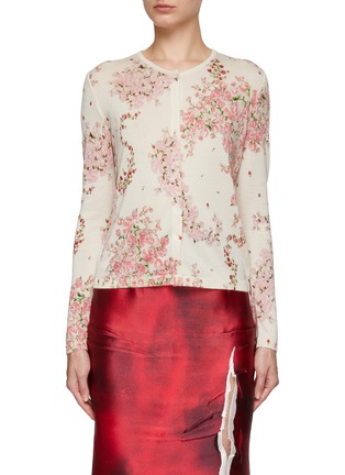 Main View - Click To Enlarge - GIAMBATTISTA VALLI - Floral Intarsia Cashmere Silk Knit Cardigan