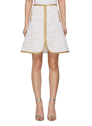 Main View - Click To Enlarge - GIAMBATTISTA VALLI - Gold Tone Trim Boucle Tweed Skirt