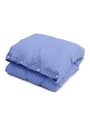 Main View - Click To Enlarge - TEKLA - Organic Cotton King Size Duvet Cover — Clear Blue Stripes