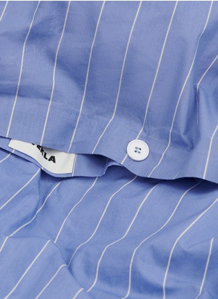 Detail View - Click To Enlarge - TEKLA - Organic Cotton Queen Size Duvet Cover — Clear Blue Stripes