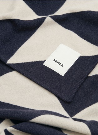 Detail View - Click To Enlarge - TEKLA - Cashmere Blend Blanket — Blue Tiles