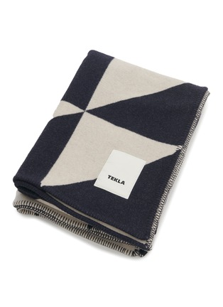 Main View - Click To Enlarge - TEKLA - Cashmere Blend Blanket — Blue Tiles