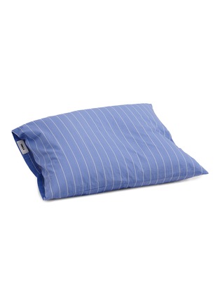 Main View - Click To Enlarge - TEKLA - Organic Cotton Pillow Case — Clear Blue Stripes