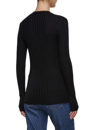 Back View - Click To Enlarge - TOTEME - Ribbed Wool Tight Fit Crewneck Sweater