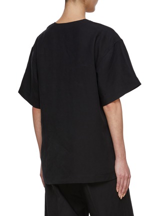 Back View - Click To Enlarge - TOTEME - Tie Neck Fluid Short Sleeve Top