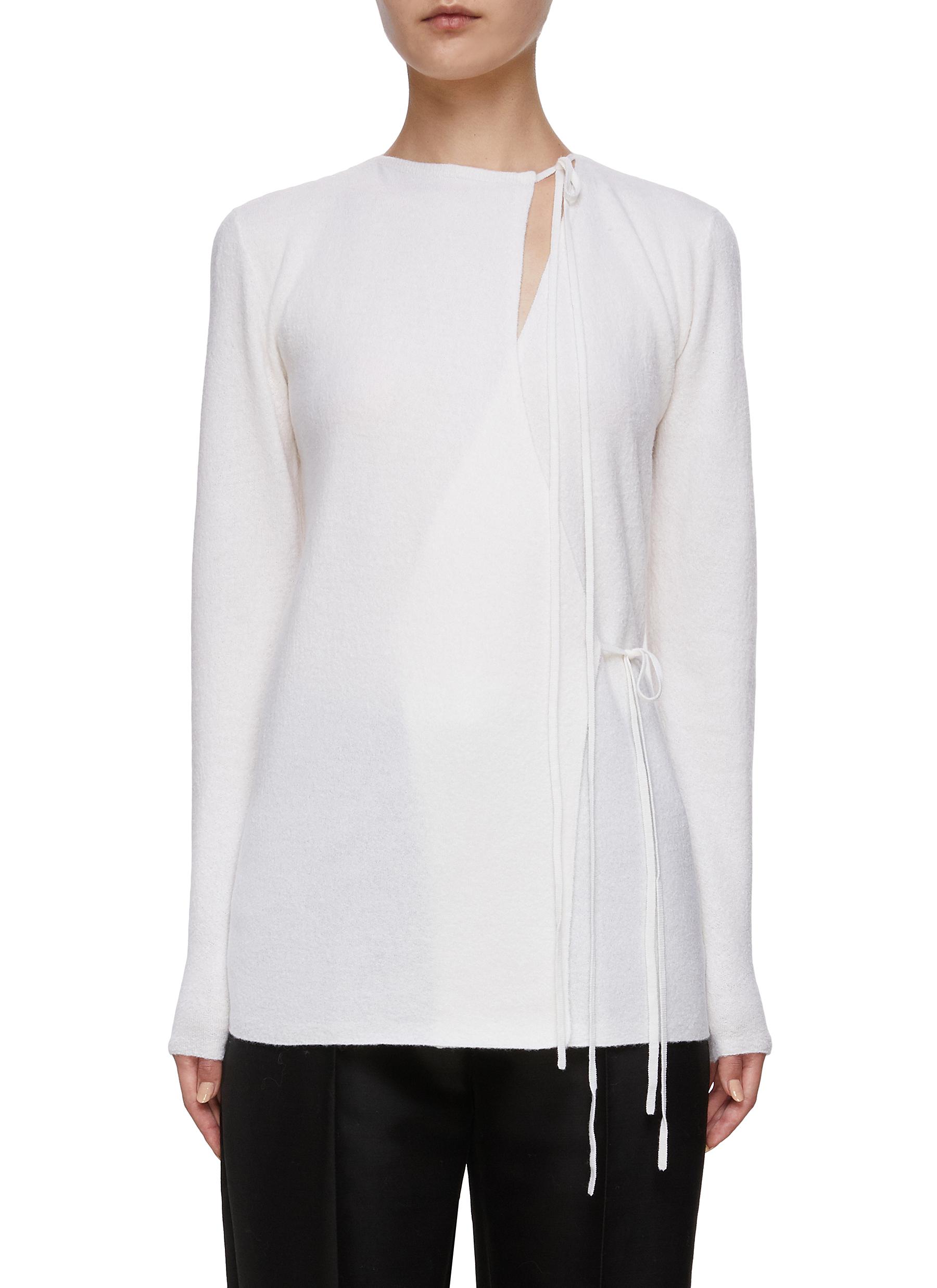 Totême Tie-detailed Wool Wrap Cardigan In White