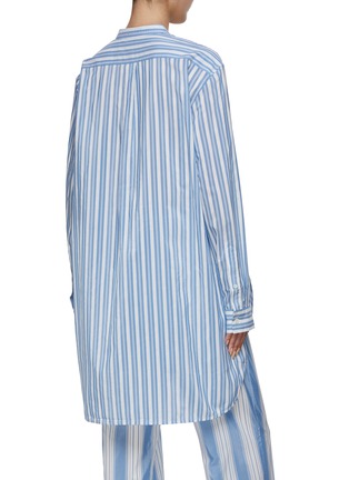 Back View - Click To Enlarge - TOTEME - Band Collar Striped Cotton Blend Long Shirt
