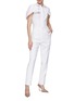 Figure View - Click To Enlarge - HUISHAN ZHANG - ‘Francesca’ Flat Front Pressed Crease Detail Tapered Leg Pants