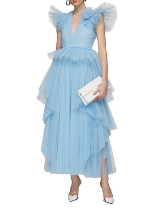 Figure View - Click To Enlarge - HUISHAN ZHANG - ‘Pascale’ Layered Tulle V-Neck Dress