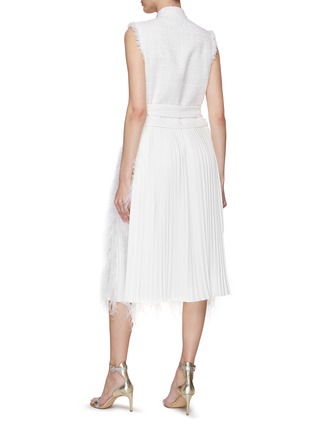 Back View - Click To Enlarge - HUISHAN ZHANG - ‘Wyatt’ Faux Pearl Embellished Feather Sleeveless Tweed Midi Dress
