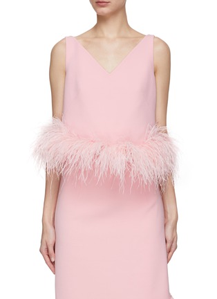 Main View - Click To Enlarge - HUISHAN ZHANG - ‘Marcia’ V-Neck Sleeveless Feather Trim Top