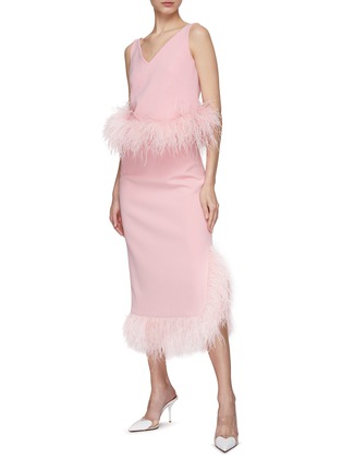 Figure View - Click To Enlarge - HUISHAN ZHANG - ‘Marcia’ V-Neck Sleeveless Feather Trim Top