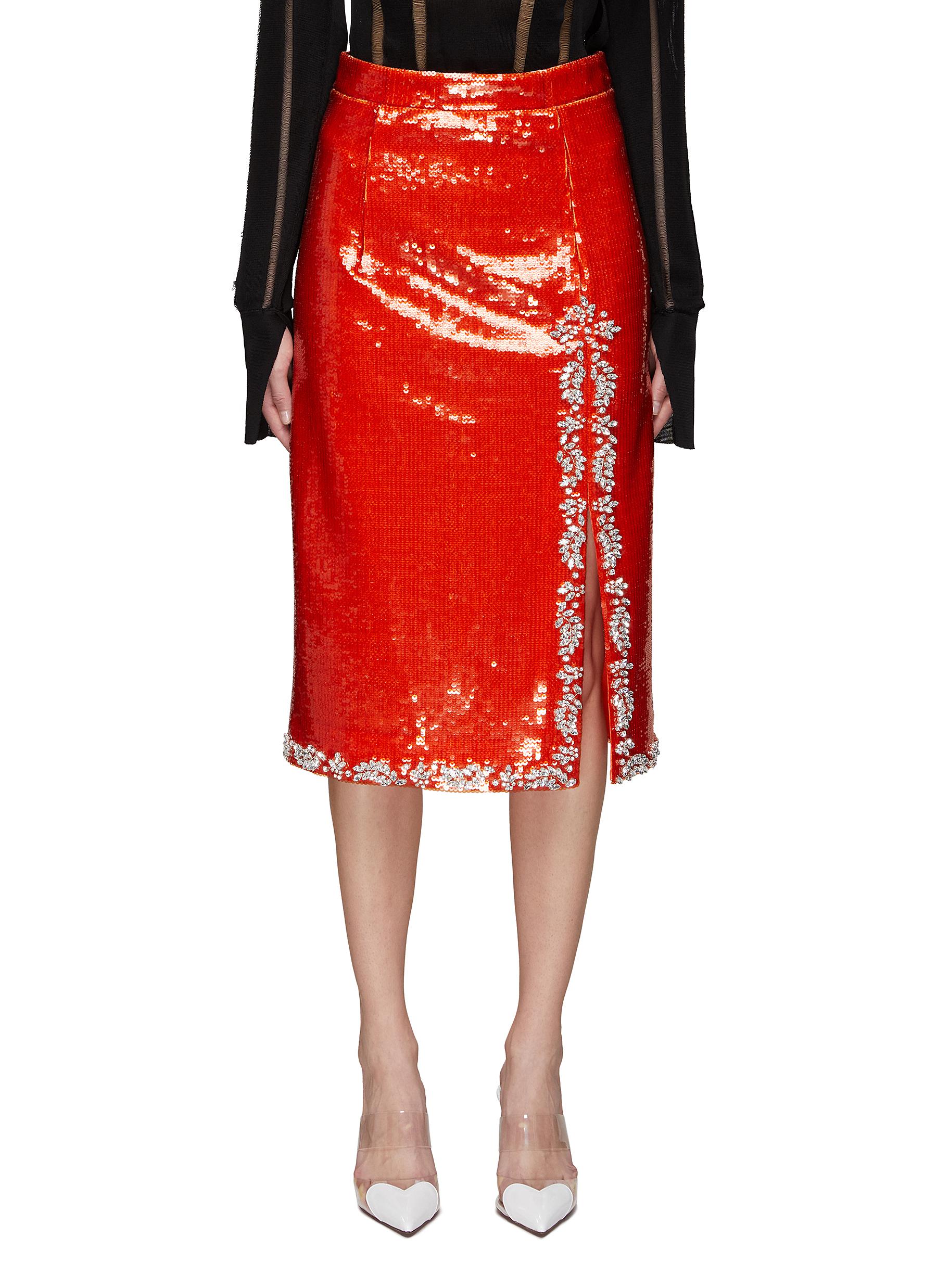 HUISHAN ZHANG ‘Geraldine' Crystal Embellished Side Slit Sequin Midi Dress