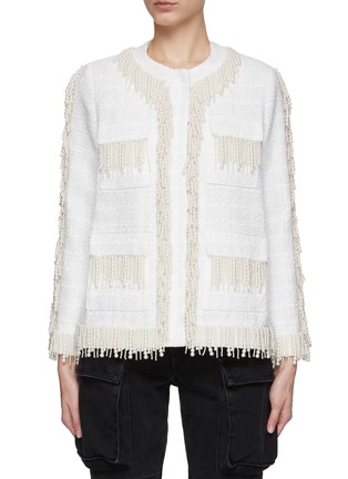 Main View - Click To Enlarge - HUISHAN ZHANG - ‘Cecil’ Faux Pearl Strand Embellished Tweed Jacket