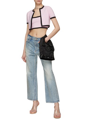 Figure View - Click To Enlarge - ALEXANDER WANG - Crystal Logo Cropped Cardigan