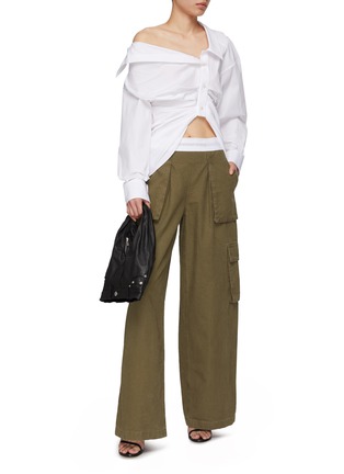 Figure View - Click To Enlarge - ALEXANDER WANG - Elongated Sleeve Shirt with Pull Up Placket Detail