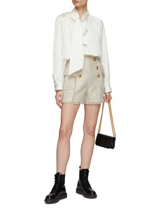Figure View - Click To Enlarge - BALMAIN - Fringed Linen Shorts